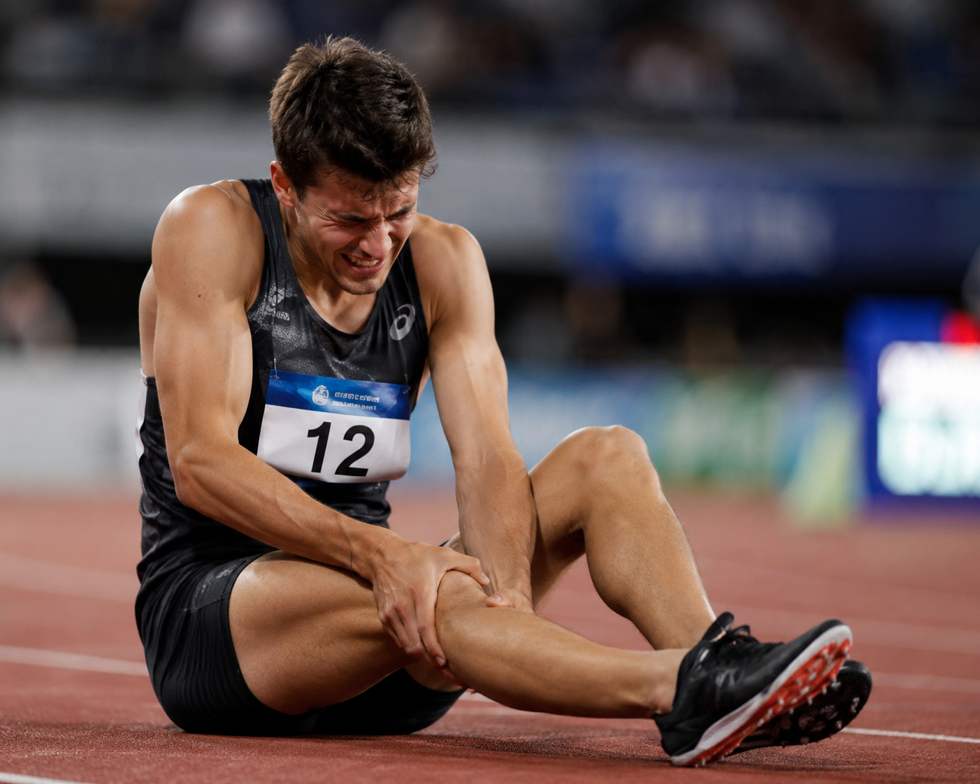 Sportowiec z kontuzją kolana podczas rehabilitacji